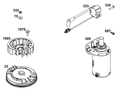 Flywheel, Ignition, And Starter Group Diagram and Parts List for 44X977-0012-G1  Briggs and Stratton Engine